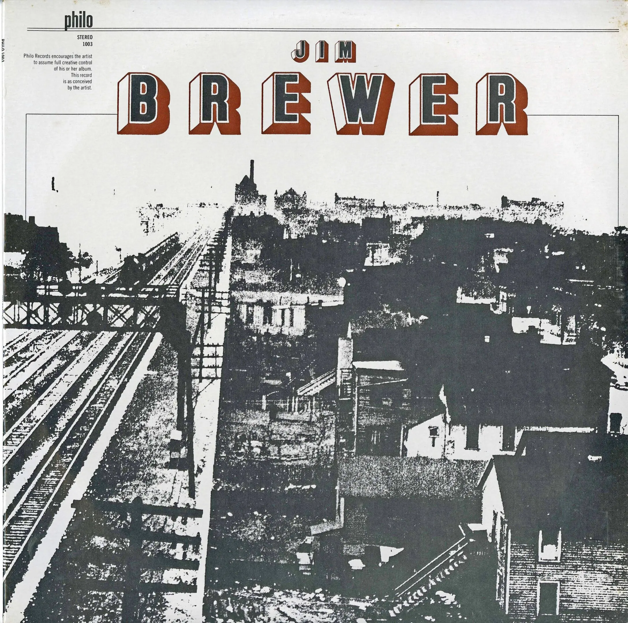 Jim Brewer album cover with urban scene.
