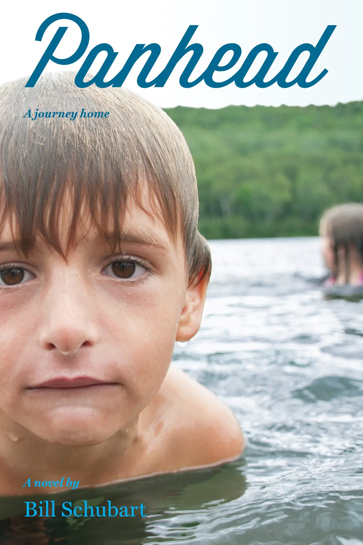 Boy swimming in a lake, book cover. Boy swimming in a lake, book cover.