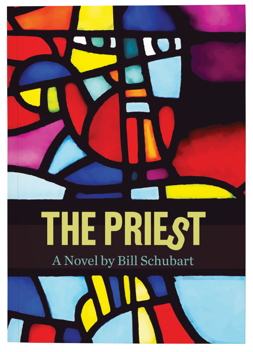 Stained glass book cover, "The Priest". Stained glass book cover, "The Priest".