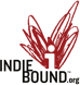Red abstract logo on black background.