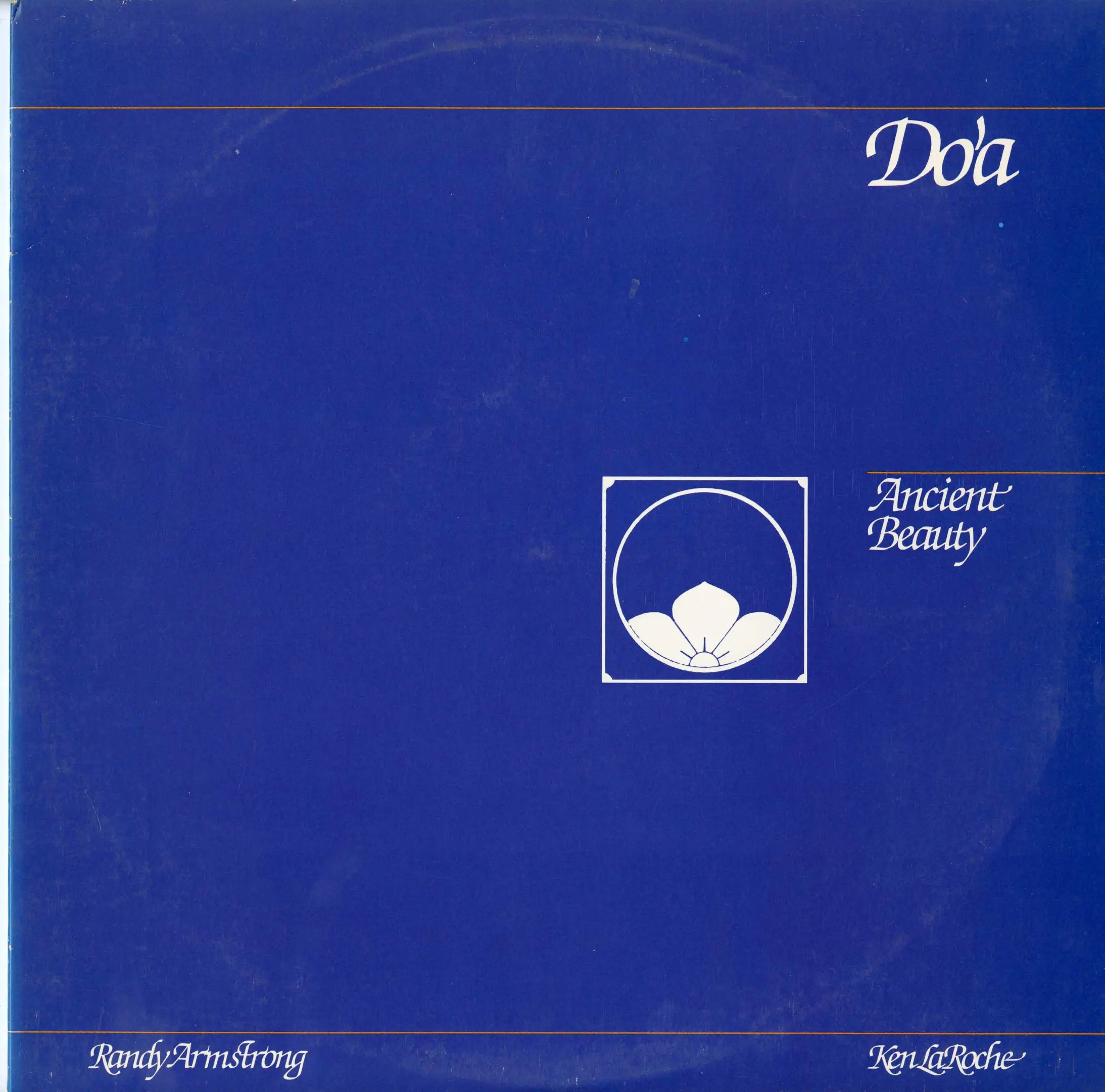 Blue album cover with white floral design.