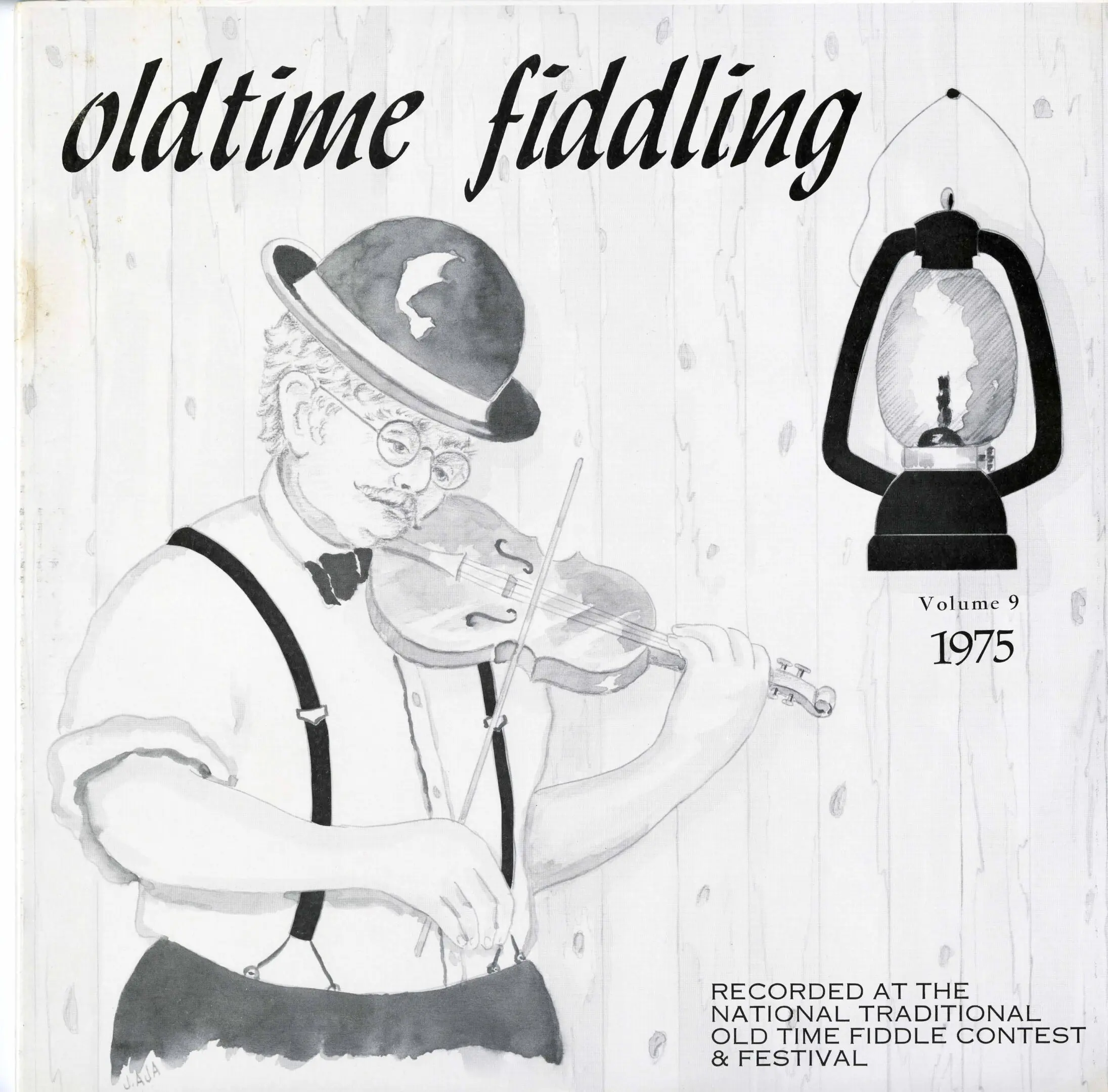 Oldtime fiddling album cover with lantern illustration.