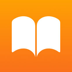 Open book icon on orange background.
