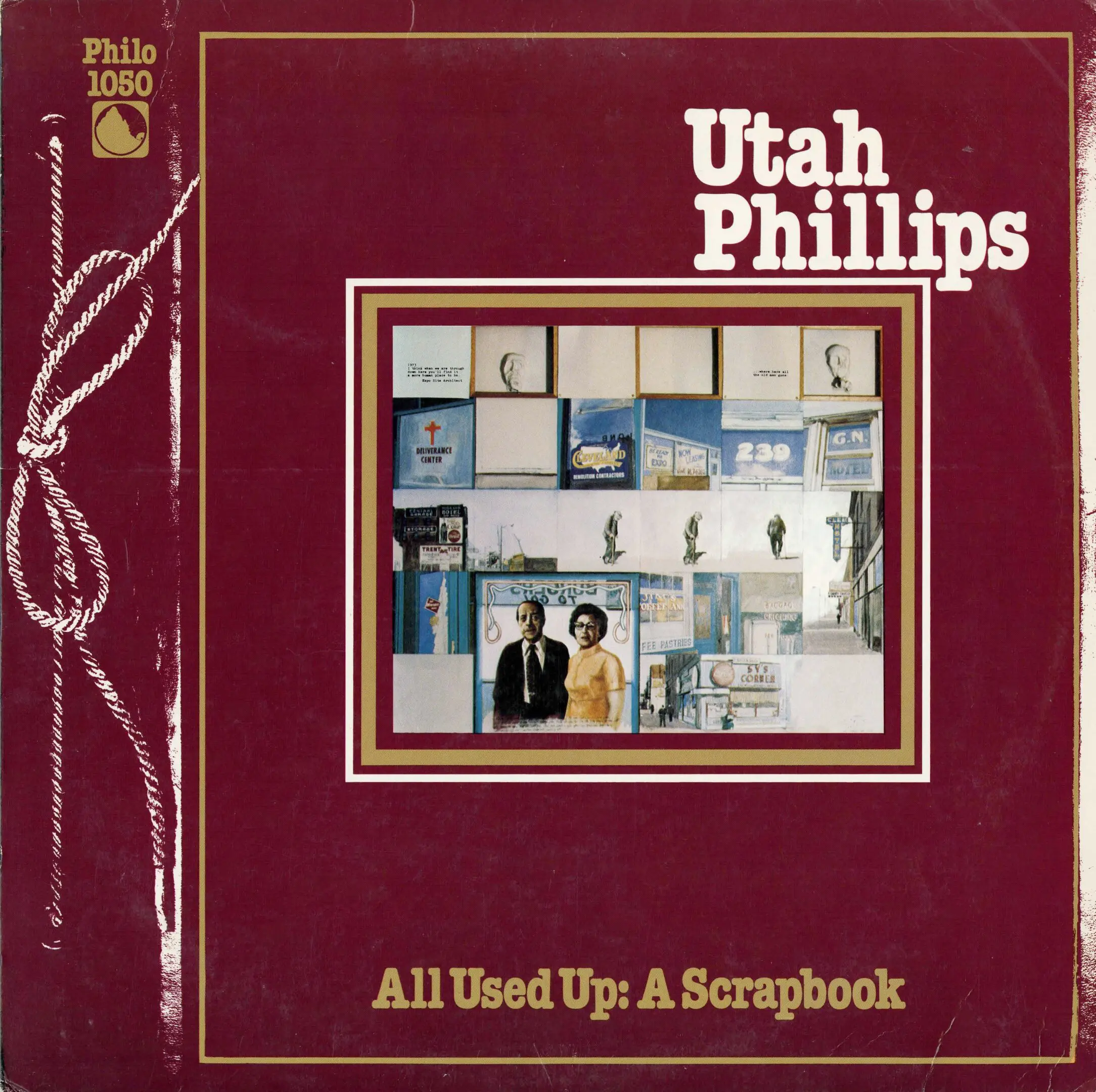Album cover with collage and red background.