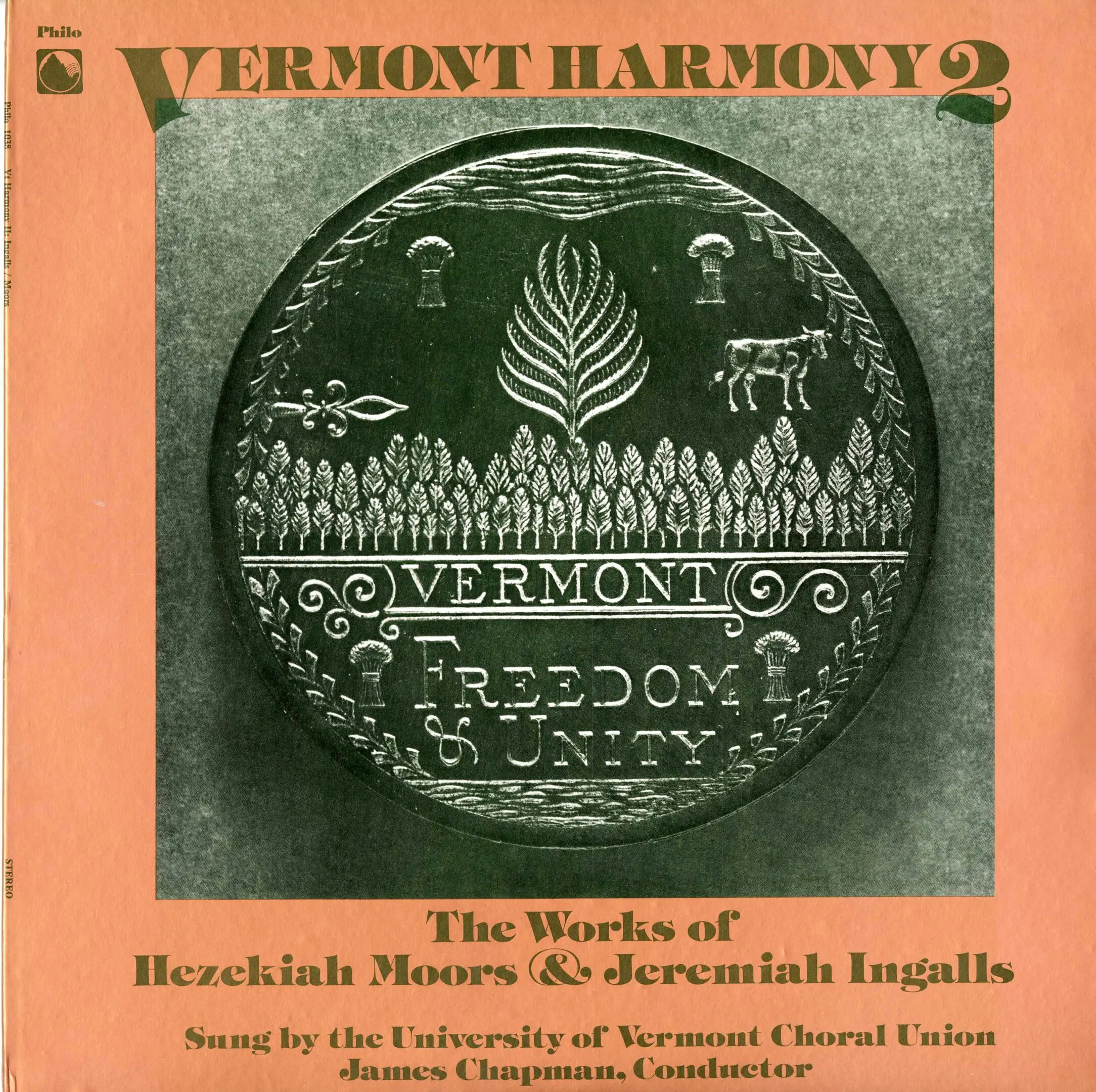 Vermont Harmony album cover with state seal.