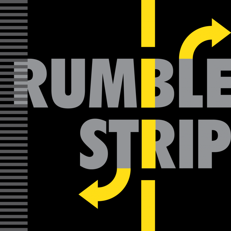 Rumble Strip text with yellow arrows.