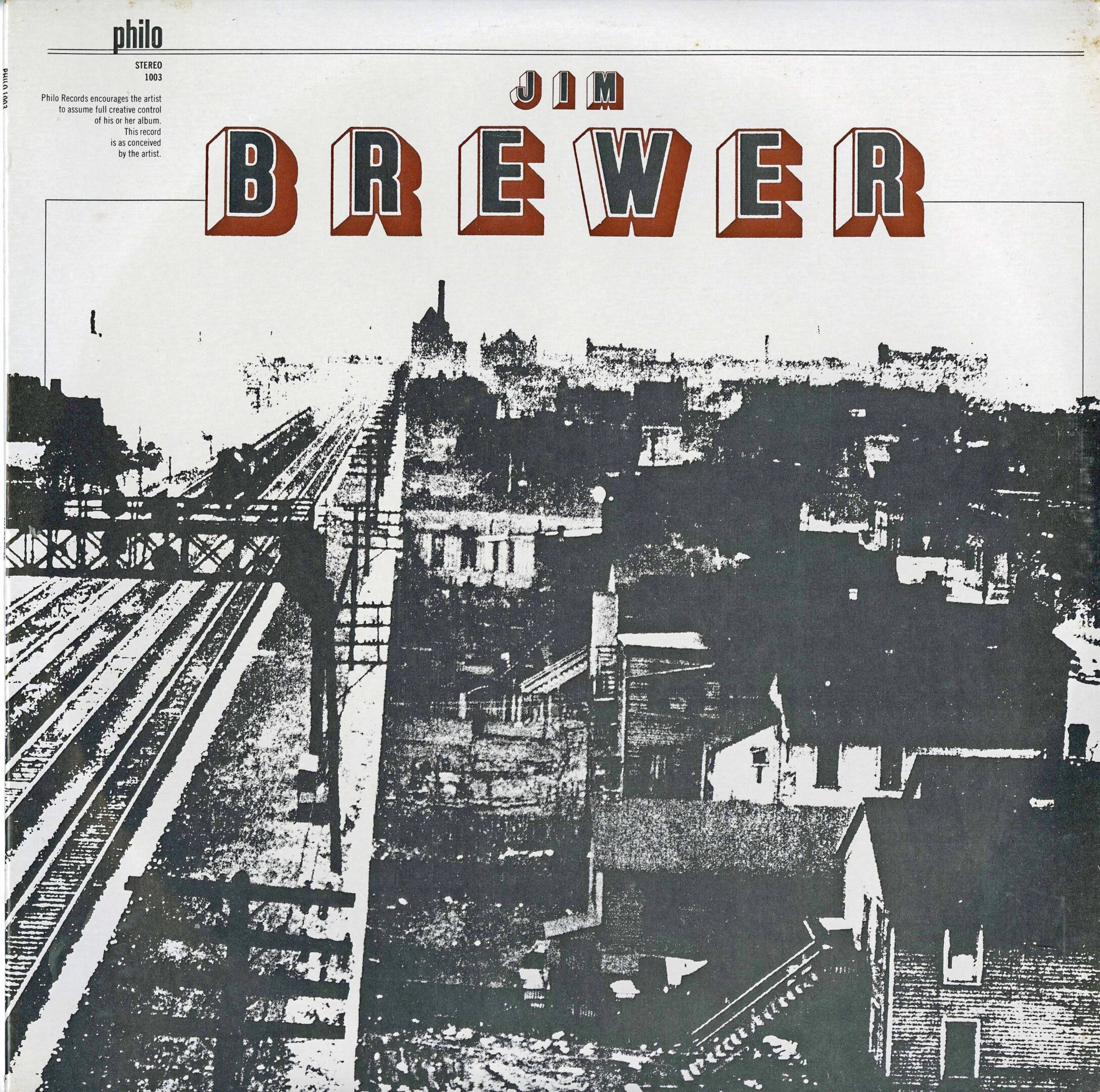 Jim Brewer album cover with urban scene.