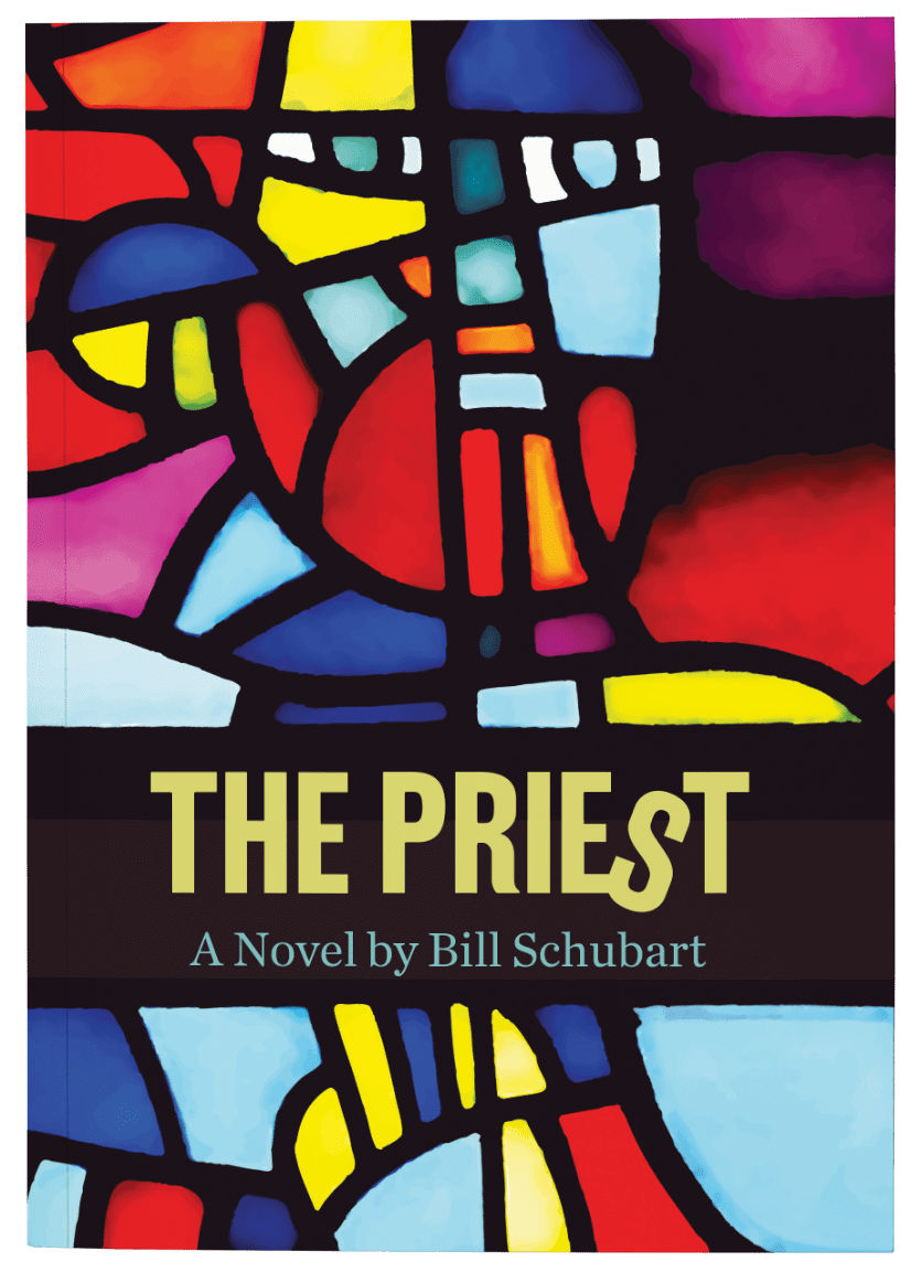 Stained glass book cover, "The Priest". Stained glass book cover, "The Priest".