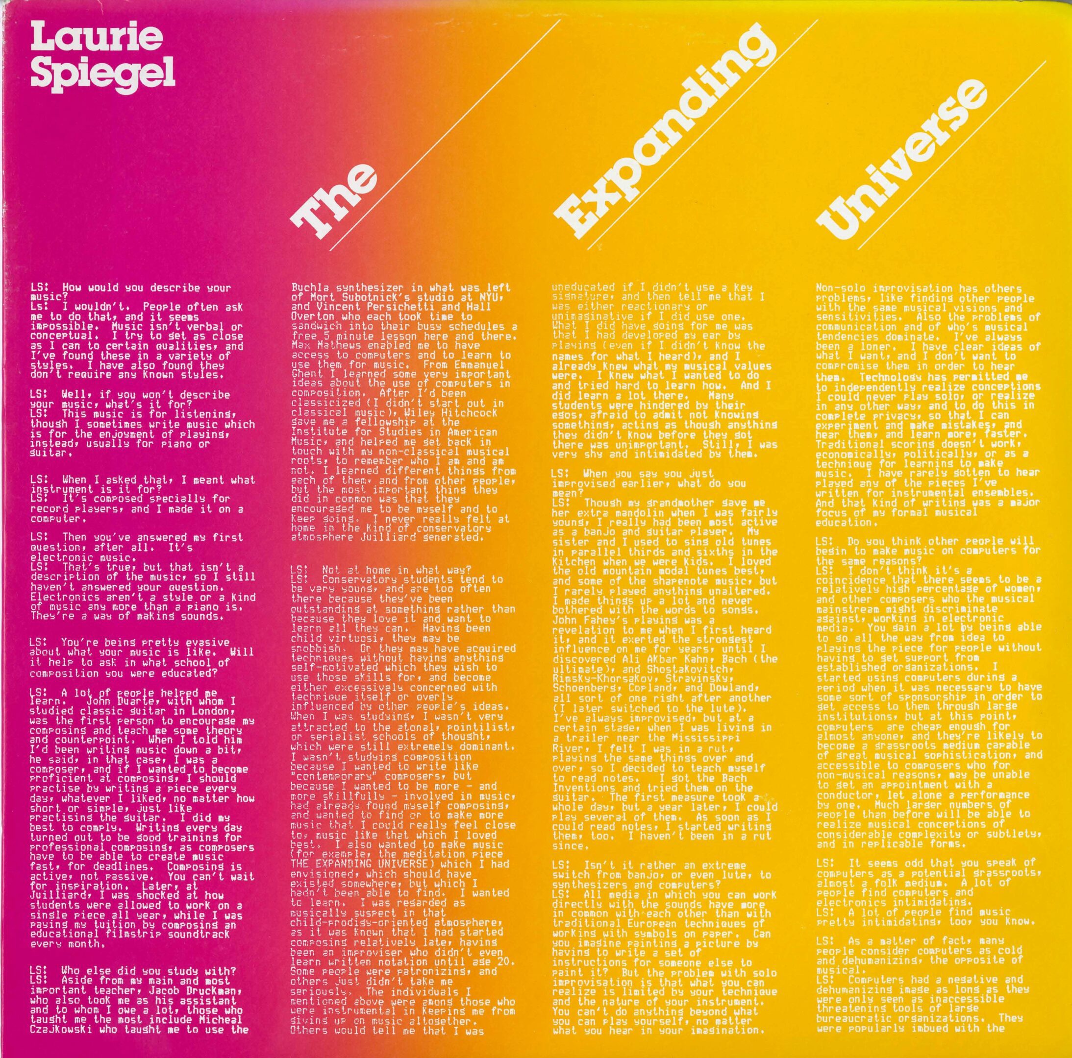 Album cover: "The Expanding Universe" text.