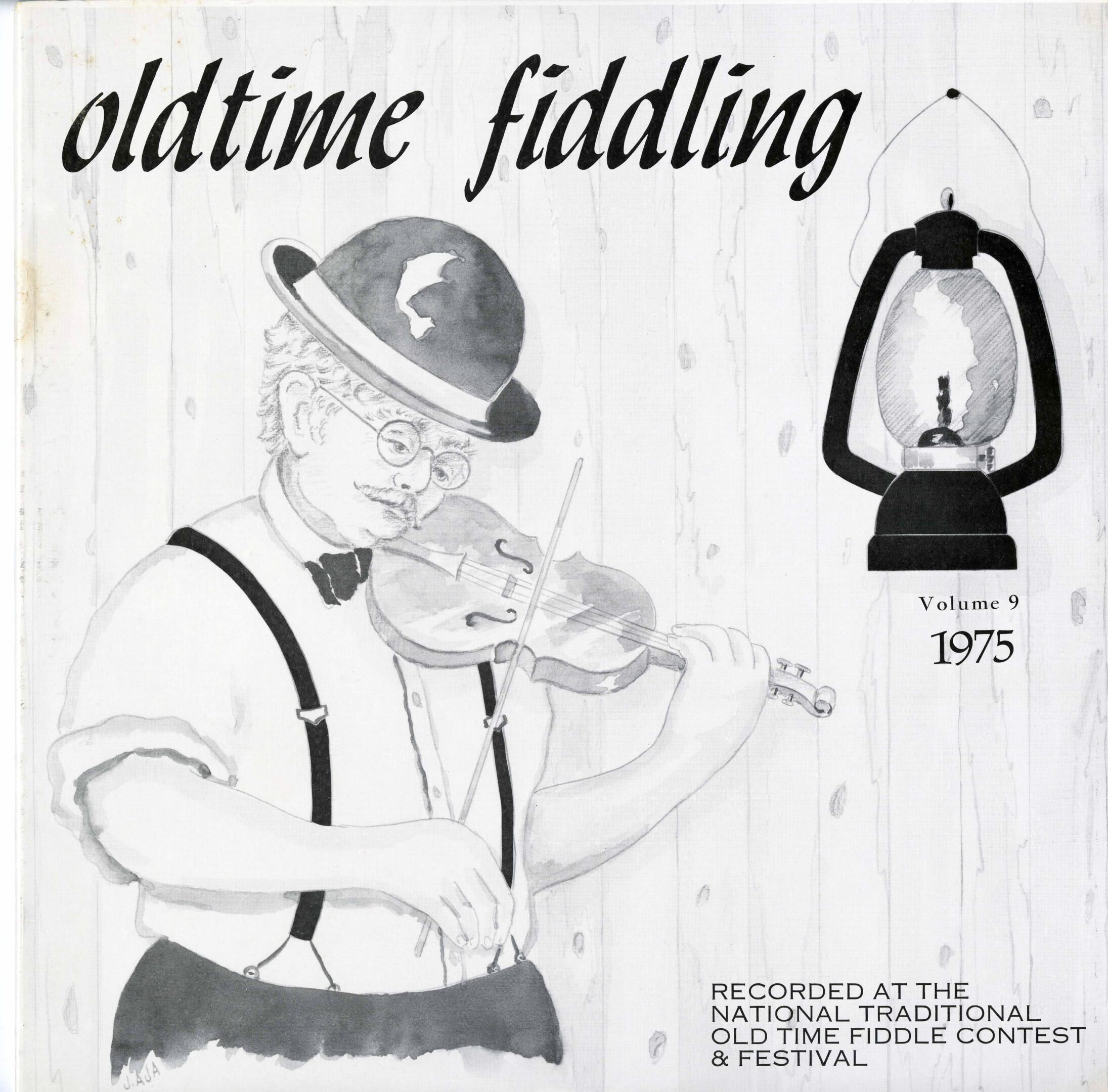 Oldtime fiddling album cover with lantern illustration.