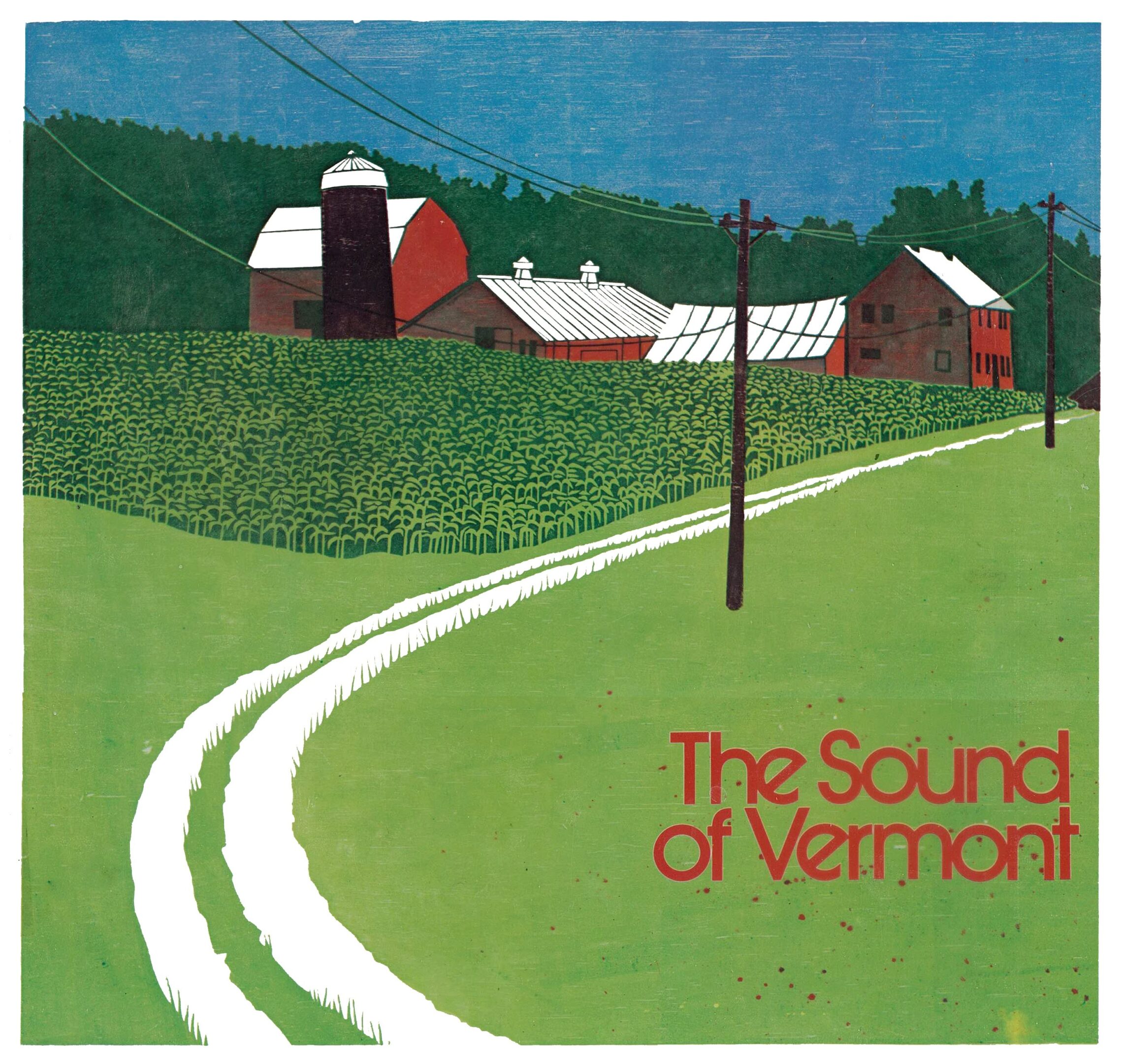 Farm illustration with text "The Sound of Vermont".