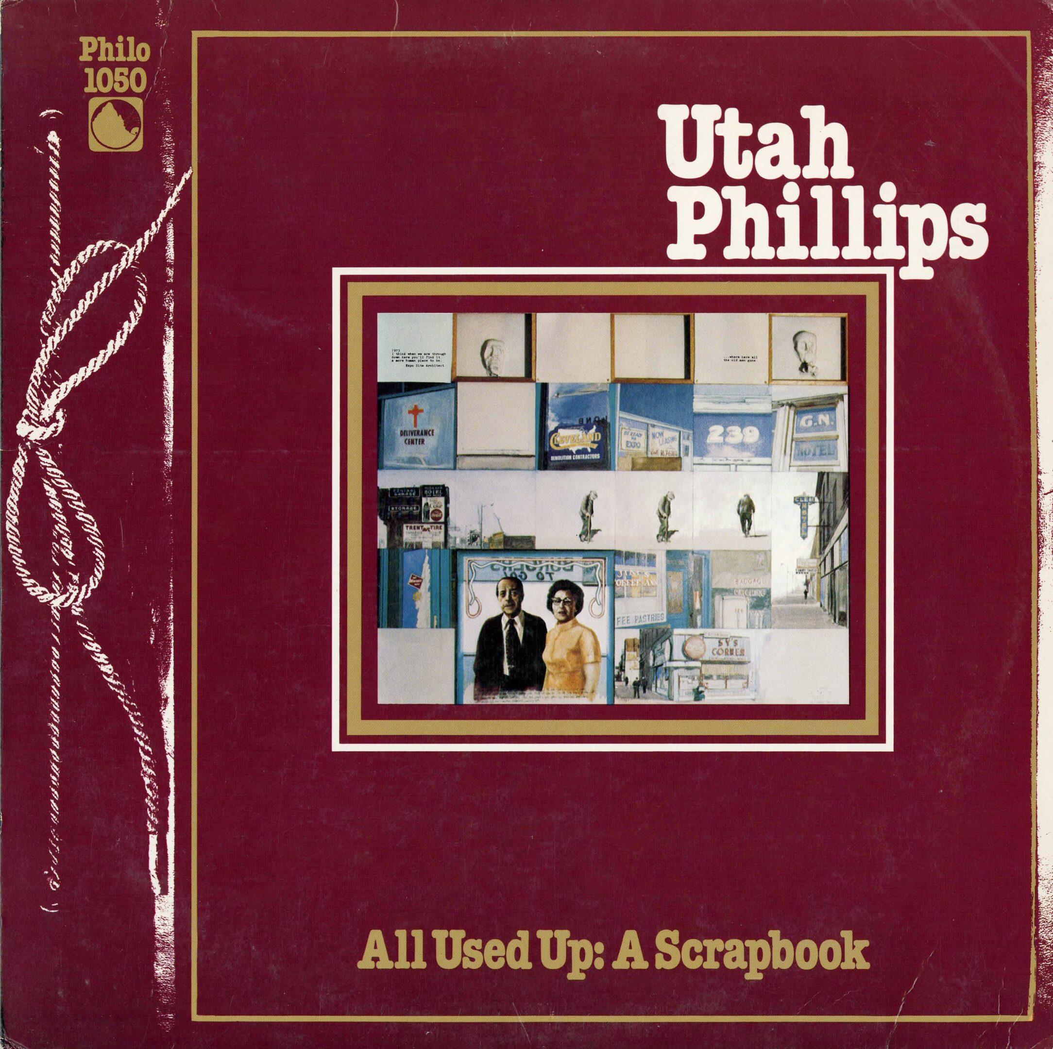 Album cover with collage and red background.