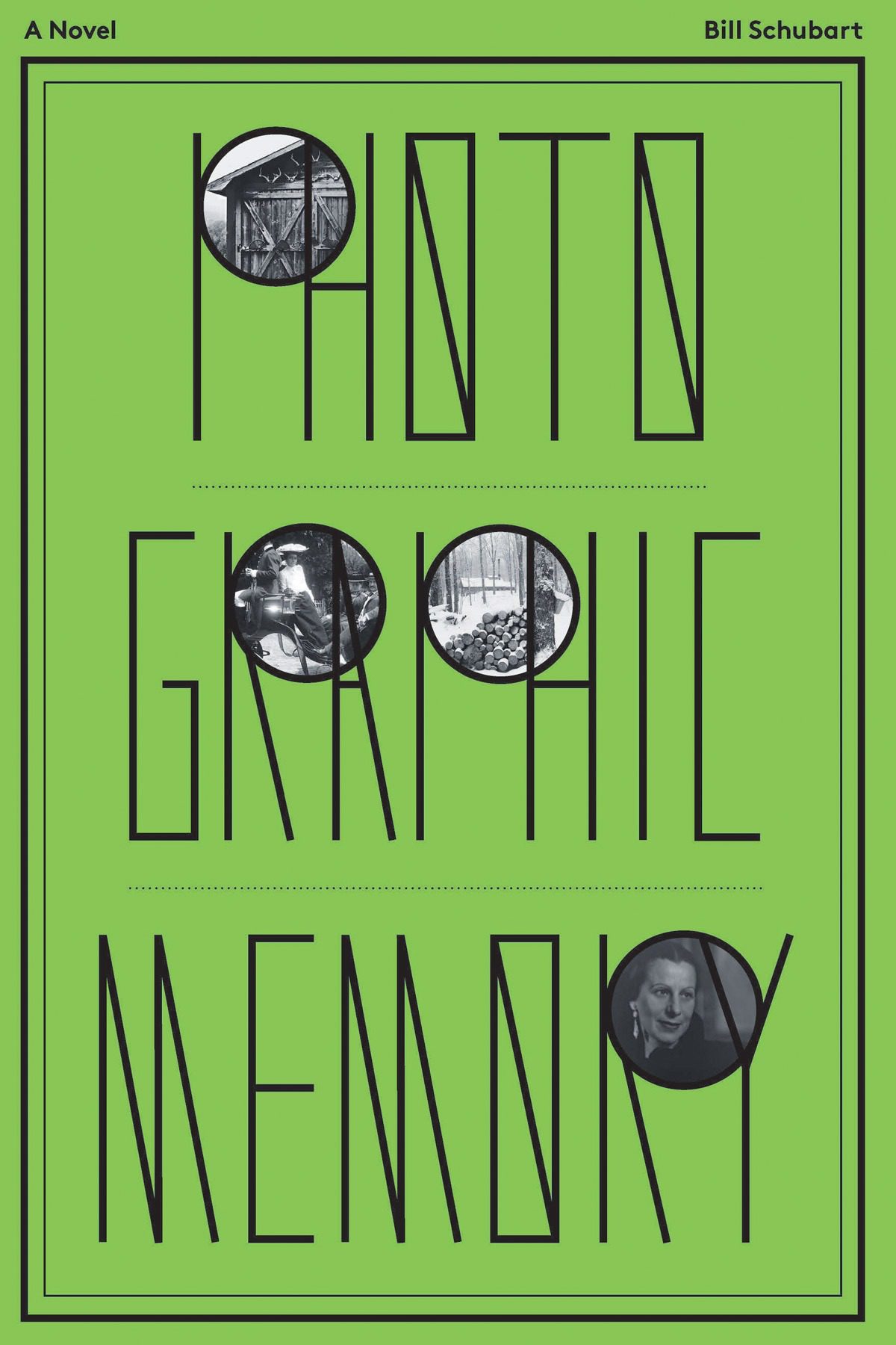 Green book cover with geometric text design.