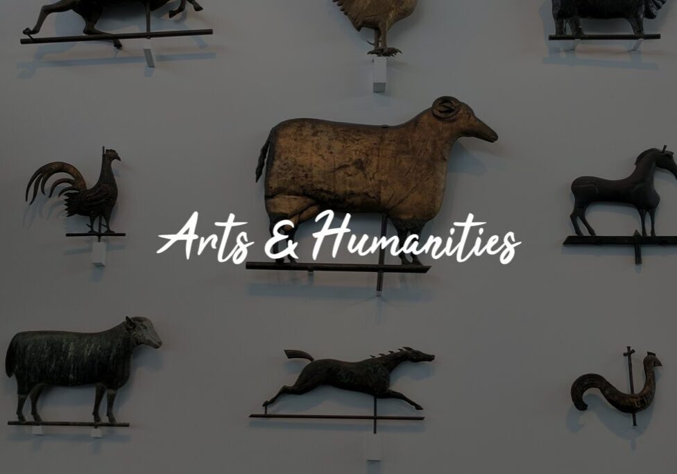 Animal sculptures with "Arts & Humanities" text.