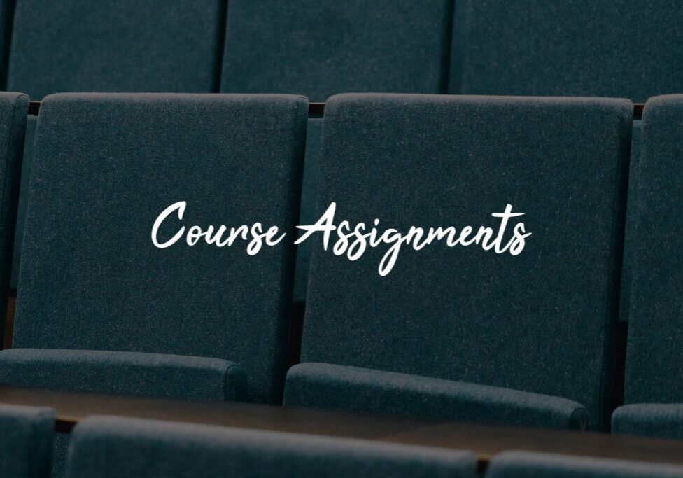 Course Assignments" text on empty seats. Course Assignments" text on empty seats.