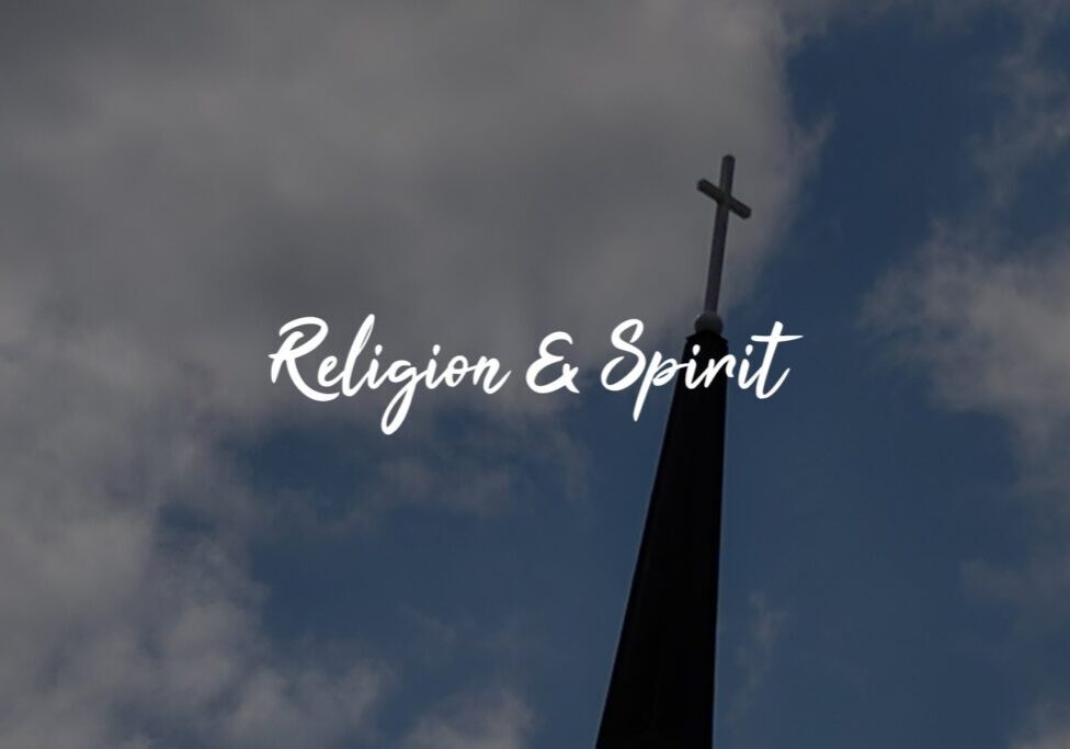 Church steeple under cloudy blue sky. Church steeple under cloudy blue sky.